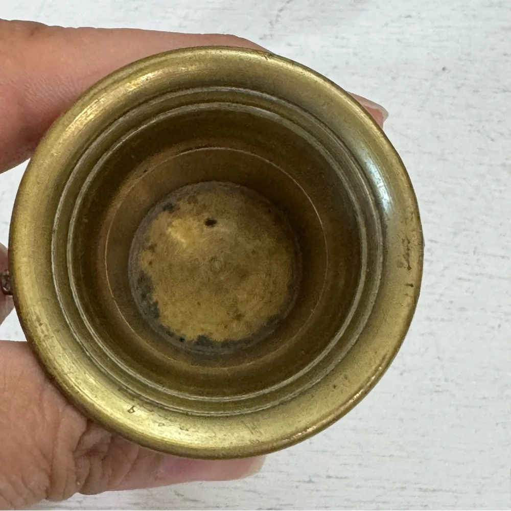 Antique Brass Mortar & Pestle Pharmacy Apothecary Heavy Great Patina - Picture 9 of 12